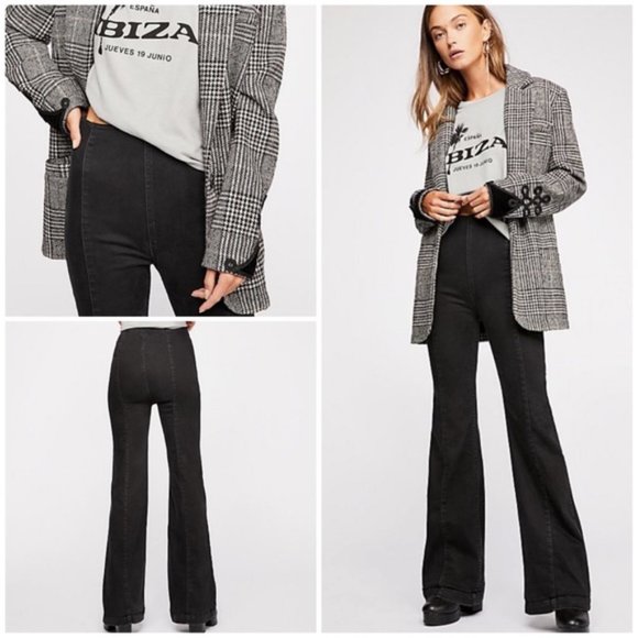 Free People Denim - Free People Slim Black Pull On Flare Jeans. 26